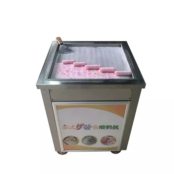 Електрическа машина за приготвяне на крем за печено сладолед на квадратен тиган от неръждаема стомана, Тайланд, машина за пържене плодове кисело мляко, машина за сладолед