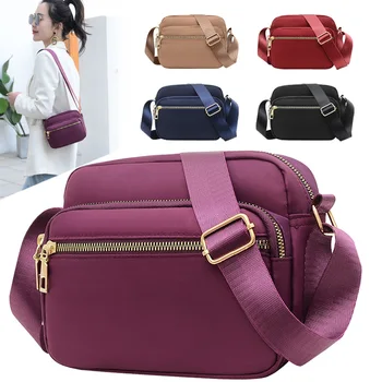 Модни дамски найлонови чанти през рамо с множество джобове, однотонная чанта на рамото, дамски чанти-незабавни посланици, ежедневни дамски чанта-тоут