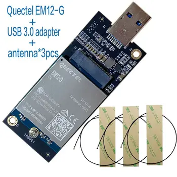 USB EM12-G Quectel EM12 LTE-A Cat12 с пикова скорост за предаване на данни по низходяща линия на комуникация 600 Mbps и възходяща линия на комуникация 150 Mbit/с Модул EM12GPA-512-MSFT3 3 бр. антена