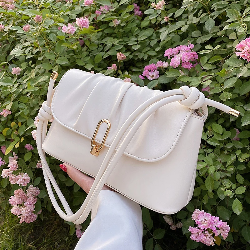 Изкуствена бяла чанта на рамото на жените 2023, нова лятна чанта-тоут с жокер, луксозни меки чанти за малцинствата, жените на обикновена чанта3