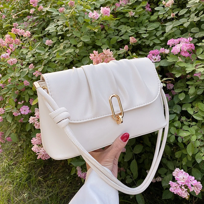 Изкуствена бяла чанта на рамото на жените 2023, нова лятна чанта-тоут с жокер, луксозни меки чанти за малцинствата, жените на обикновена чанта5