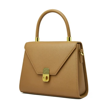 Дамски чанти от телешка кожа, модерен дизайнерски чанти с капак, женствена чанта през рамо с регулируема каишка, класическа естествена кожа