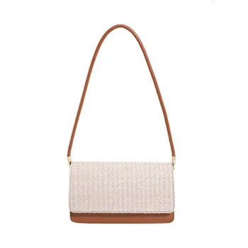 Дамски модни чанти малка квадратна чанта с модерен дизайн слама контрастен цвят Дамски эстетичная чанта през рамо здрава