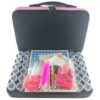 Розова чанта за съхранение, диамантена живопис, 60 мрежи, кутия, аксесоари, чанта, контейнер, мъниста, калъф за носене, инструменти за бродерия бод, направи си сам