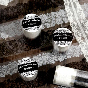 6 бр./лот, е черно-бяла лейси серия, ретро декоративни ленти за домашни любимци