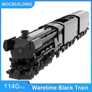 MOC строителни блокове, военна черен модел на влака, направи си сам, събери тухли, превозни развиване на креативните детски играчки, подаръци 1140 бр.