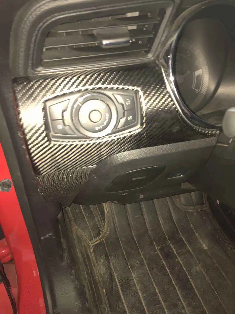 Тип добавка Лъскаво черно от естествена сухо въглеродни влакна, защитно покритие за вътрешните панели на автомобила Ford Mustang LHD 2015 2016 20175