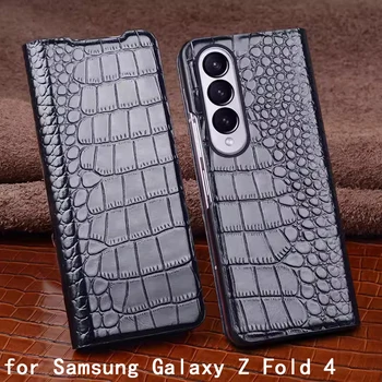 Топ Калъф от Естествена кожа Крави за Samsung Galaxy Z Fold 4 Carcasa Модерен Флип Магнитен Калъф за Galaxy Zfold 4 Чанта zfold4 калъф