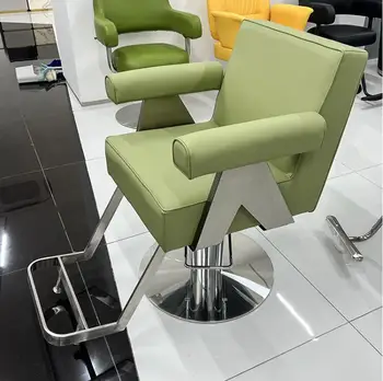 Въртящи се на седалков лифт в фризьорски салон, специализиран стол за подстригване, модерен прост стол за гладене и боядисване