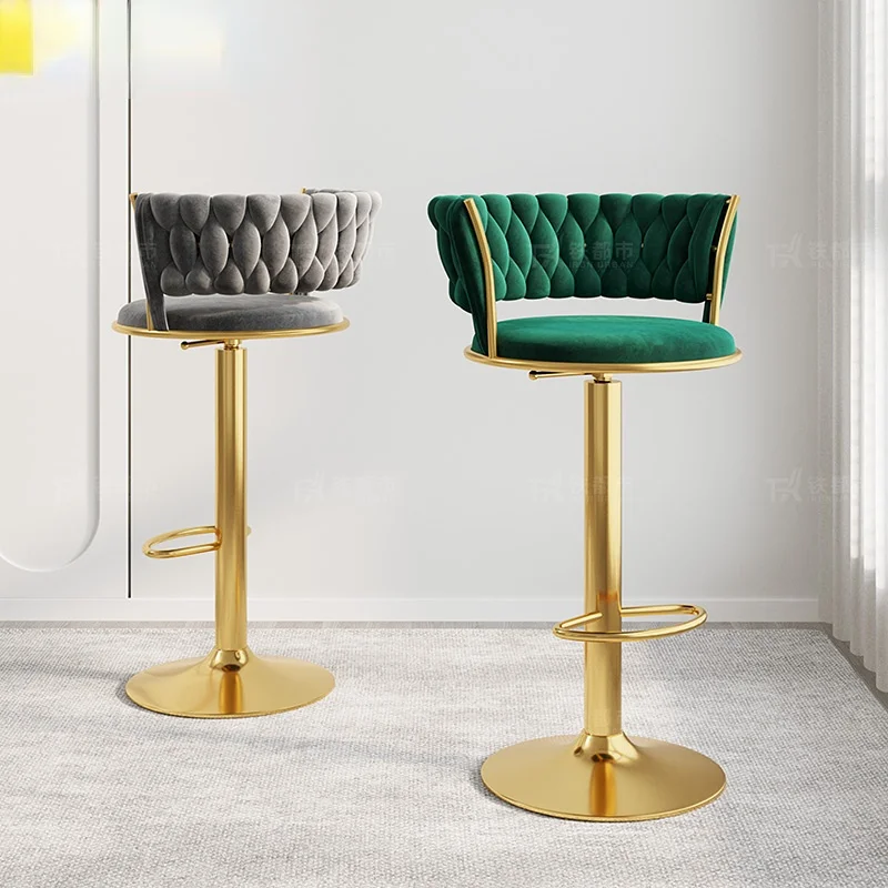 Луксозен отточна тръба на шарнирна връзка бар стол, регулируема модерен ретро бар стол в скандинавски стил, дизайн на ресторант шезлонг, мини бар мебели Mzy1