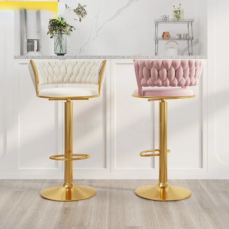 Луксозен отточна тръба на шарнирна връзка бар стол, регулируема модерен ретро бар стол в скандинавски стил, дизайн на ресторант шезлонг, мини бар мебели Mzy2