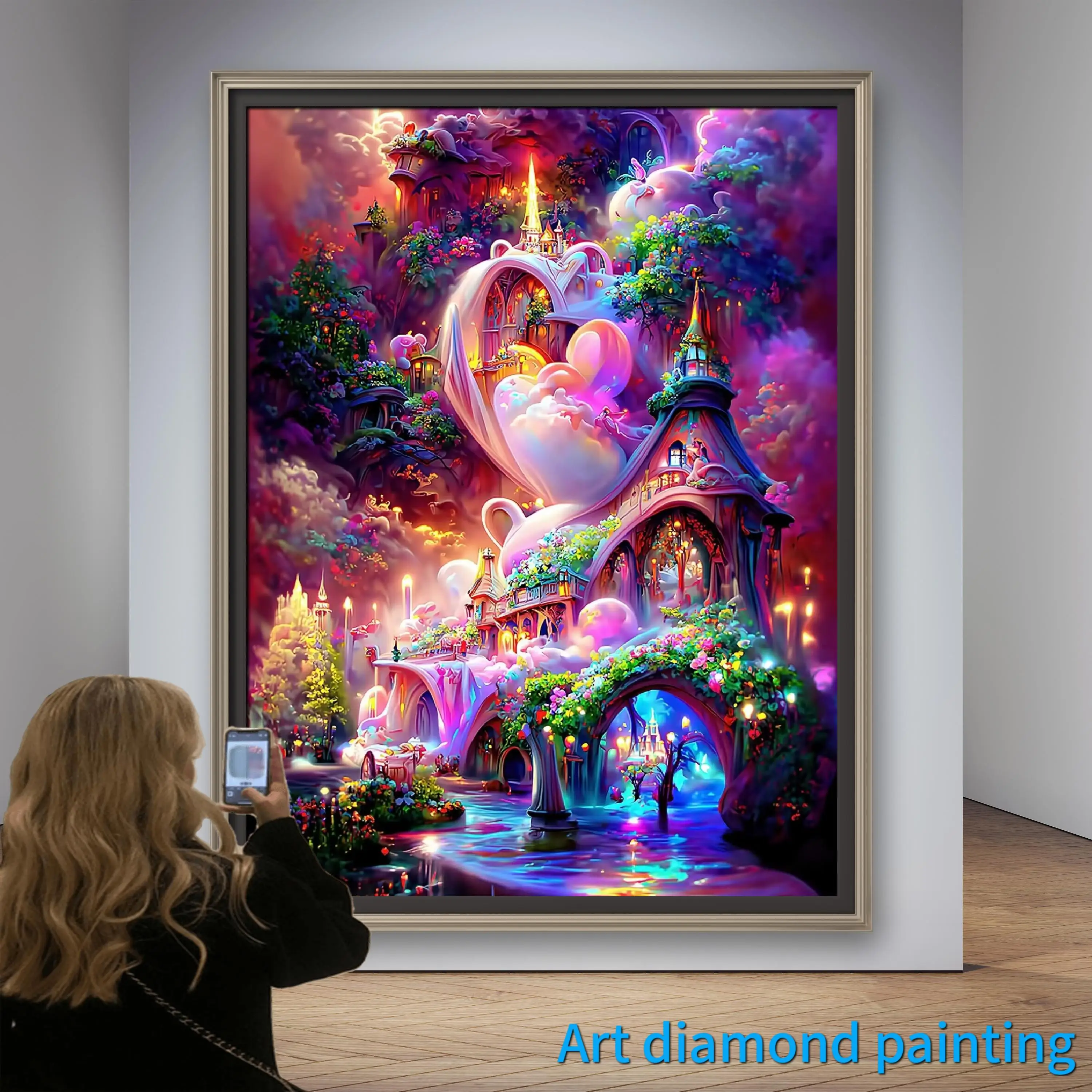 Фантастична романтична градина 5D AB диамантена живопис Бродерия на кръстат бод, приказен пейзаж Изкуство планински кристал, мозайка детски подаръци1