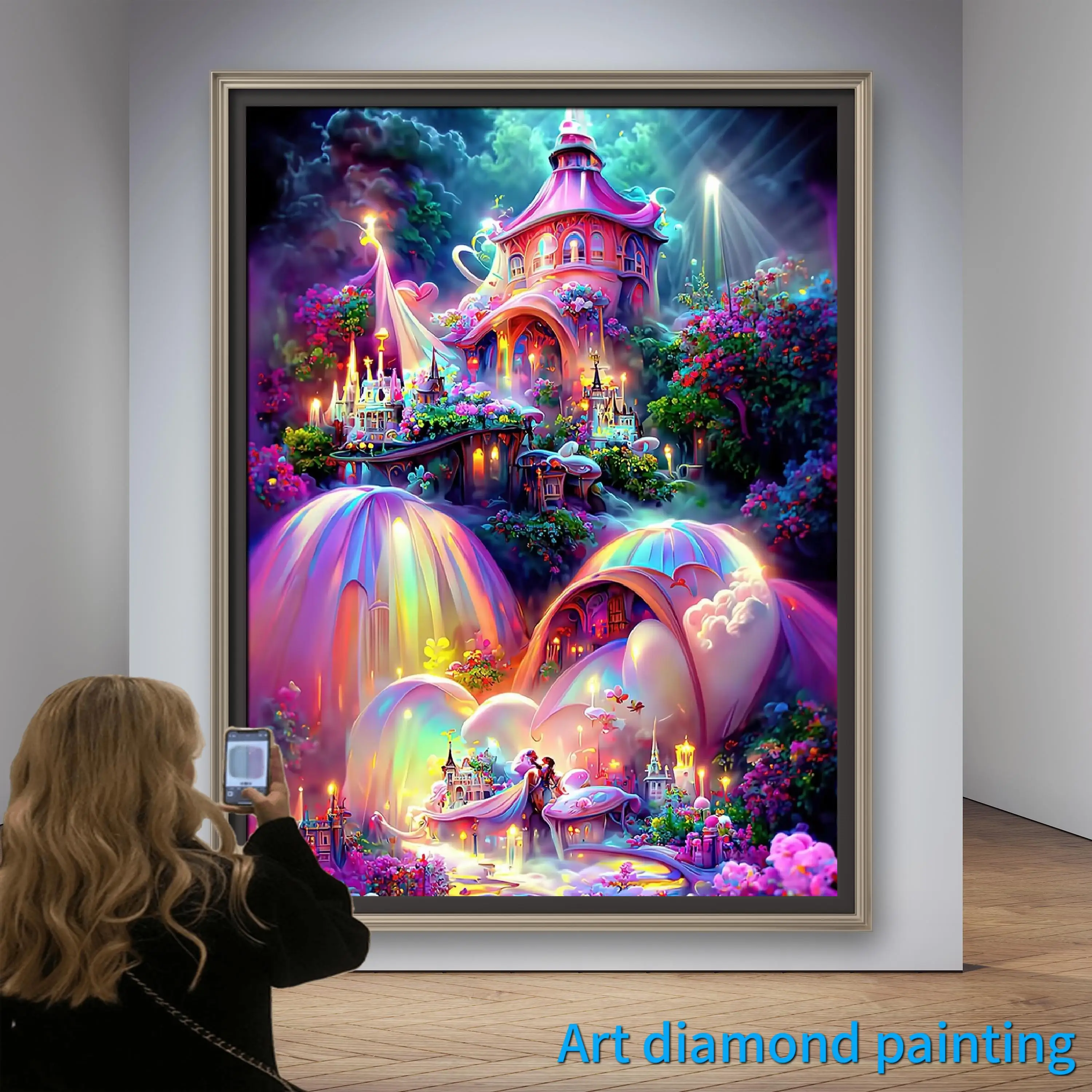 Фантастична романтична градина 5D AB диамантена живопис Бродерия на кръстат бод, приказен пейзаж Изкуство планински кристал, мозайка детски подаръци2