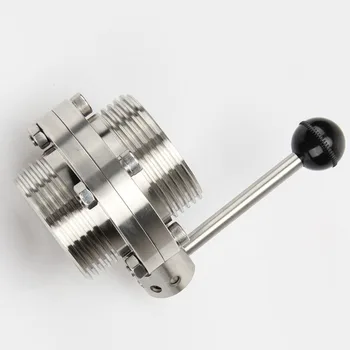 Санитарен ръчно дроссельный клапан от неръждаема стомана SUS304 с квадратна външна резба Т-образен вентил е подходящ за тръба OD 63/76/89 мм