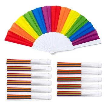 Феновете Rainbow, 12 опаковки, вентилатори, Портативни сгъваеми фенове Rainbow LGBTQ, Сгъваеми преносими вентилатори за партита