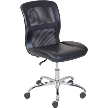 Опорна точка на средната част на гърба, офис стол с винил мрежа, черен