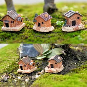 3 бр. Декорация за микро-озеленяване, малки къщи, подарък ръчна изработка, градински декорации