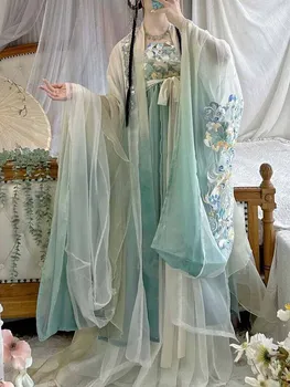 Женствена рокля Hanfu с древната китайска традиционна бродерия, костюм за cosplay Hanfu, летни дрехи за пътуване, фотография, комплекти Hanfu