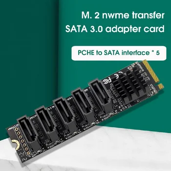 Карта за разширяване на твърдотелно устройство за съхранение PH56 Висока с 5 порта JMB585 M2 PCIE SATA 6G SSD SATA адаптор