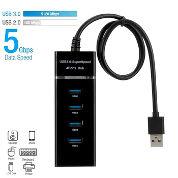 USB хъб 3.0 е 4-портов за високоскоростен 5 Gbit/с мультиразветвитель хъб USB адаптер удължител за преносими КОМПЮТРИ, Аксесоари за настолни компютри