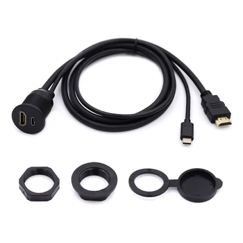 Водоустойчив, прахоустойчив, удължителен кабел USB-C Type-C USB 3.1 и HDMI 4K, вълни инсталиране на автомобилна се затвори, удлинительный кабел за табло