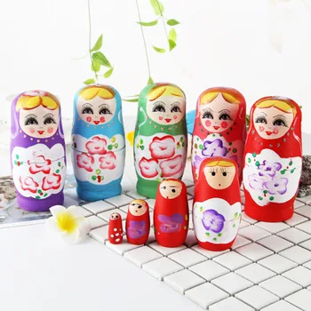 5 бр. набор от руски гнездене кукли, ръчно рисувани, е детска играчка, 5 слоя, декори за куклен театър, подаръци, играчки за почивка