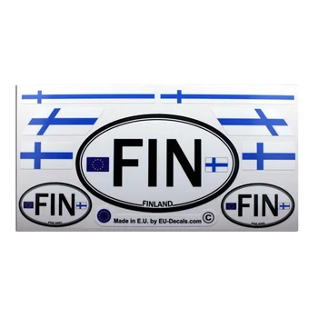 За набор от 9 знамена Финландия и букви FIN автомобил марка на страната Ламинирани етикети