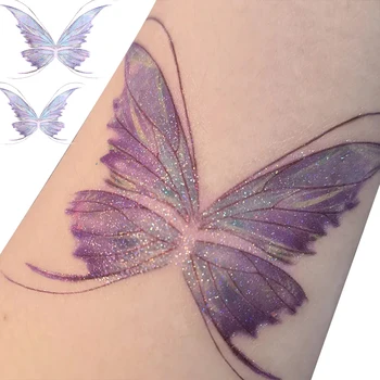 Водоустойчив временна татуировка, стикер, фея, блестящи стикери с крила на пеперуда, лицето, боди арт, женски грим за парти, фестивал денс музика