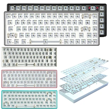 Комплект подложки механична клавиатура с възможност за гореща Замяна 68 Клавиши Комплект геймърска Клавиатура с RGB Подсветка 2.4 G Безжична 3-Режимная Индивидуална Клавиатура