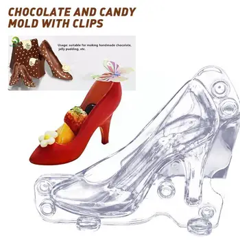 3d Форма за шоколад на висок ток, форма за бонбони за обувки, форма за шоколад на платформата, форми за празни приказки за рожден ден, големи шоколадови бонбони H2r5