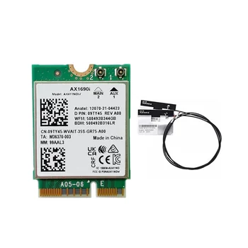 AX1690I WiFi карта + 2XAntenna AX411 Wi-Fi 6E Скорост 2,4 Gbit/s, 802.11n Ax 2,4/5 /6 Ghz Безжичен модул Bluetooth 5,3