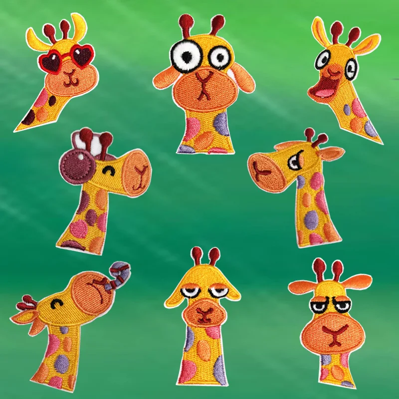 Самозалепващи се ленти с приятен анимационни жирафа, иконата за ремонт на облекла, бродерии, шапки, пуловери, палта, панталони, етикети с аппликацией0