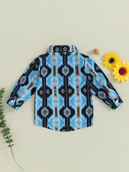 Стилна риза с дълги ръкави и копчета от ревера за момчета, пролетно-есенна ежедневни облекла