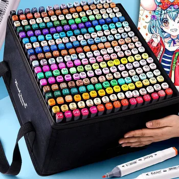 Комплект маслени маркер химикалки 12-262 цветове за рисуване двуглавыми маркери на базата на маслени накрайници, графити, манга, училище аксесоари за бродерия