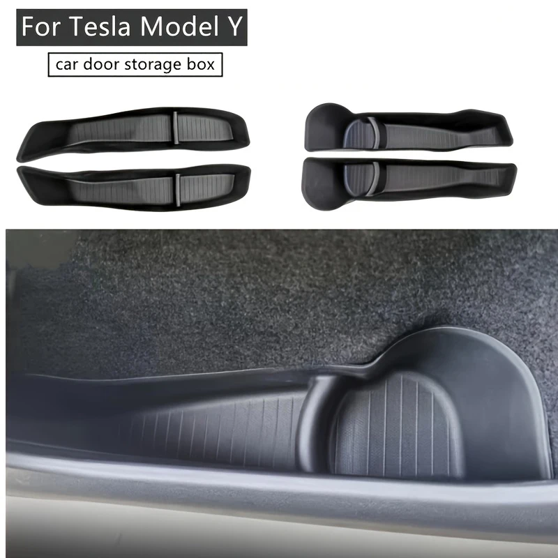 4 бр. авто врата тава-органайзер за предната и задната врата на колата, слот за тава, органайзер за странични врати, кутия за съхранение за Tesla, модел Y, модел 3, аксесоари2