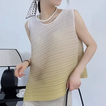 JOCLOTH, летни нагънат върхове с градиентным принтом Miyake, необичайна мода елегантна риза, дамски ежедневни дамски тениска, дрехи