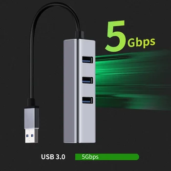 3-портов USB хъб Type C за свързване към локална мрежа Ethernet RJ-45 мрежов Адаптер карти за преносими компютри MacBook Аксесоари