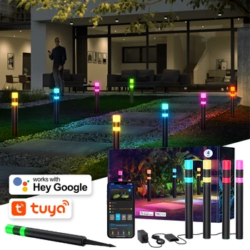 2023 Нов WiFi умен RGBIC светлина за косене на трева Водоустойчива IP65 градински декоративни светлини, пътека за вътрешния двор, пейзаж, нощни лампи за градина