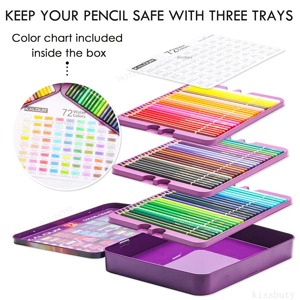 Акварелни моливи Premium Soft Core 72 с книжками-оцветители Професионален водоразтворим цветен молив за художествени материали3