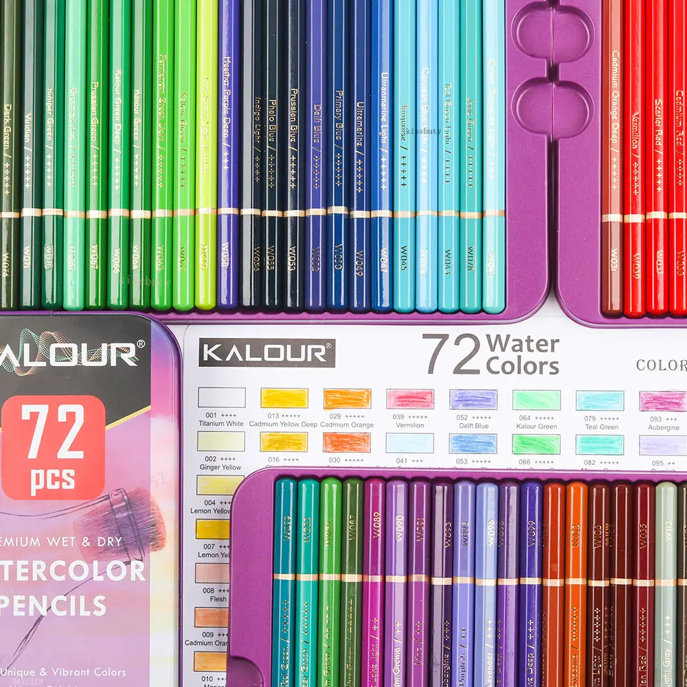 Акварелни моливи Premium Soft Core 72 с книжками-оцветители Професионален водоразтворим цветен молив за художествени материали4