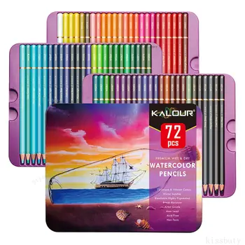 Акварелни моливи Premium Soft Core 72 с книжками-оцветители Професионален водоразтворим цветен молив за художествени материали