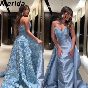 Елегантни дамски официални рокли с 3D-цветя, 2023, Арабски нови лъскави рокли за бала с дължина до пода рокля за специални случаи
