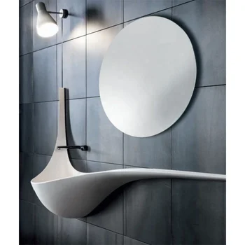 Луксозен дизайн на мивките за баня с бяла твърда повърхност, монтируемых на стената