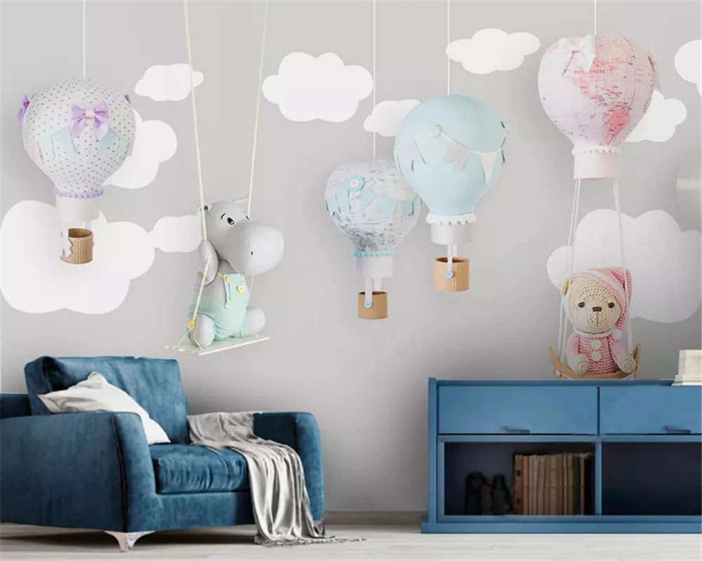 beibehang Класически триизмерни тапети в скандинавски минималистичном стил, с ръчно изработени рисувани, балон във формата на животните, на фона на детската стая, тапети3