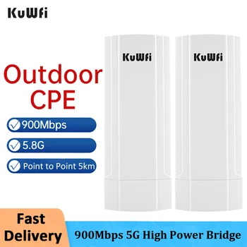 KuWFi Long Range Outdoor CPE 900 Mbit/с 5,8 G Gigabit ethernet Безжичен Мост WiFi Ретранслатор Удължител Точка за достъп Точка за достъп до 5 км