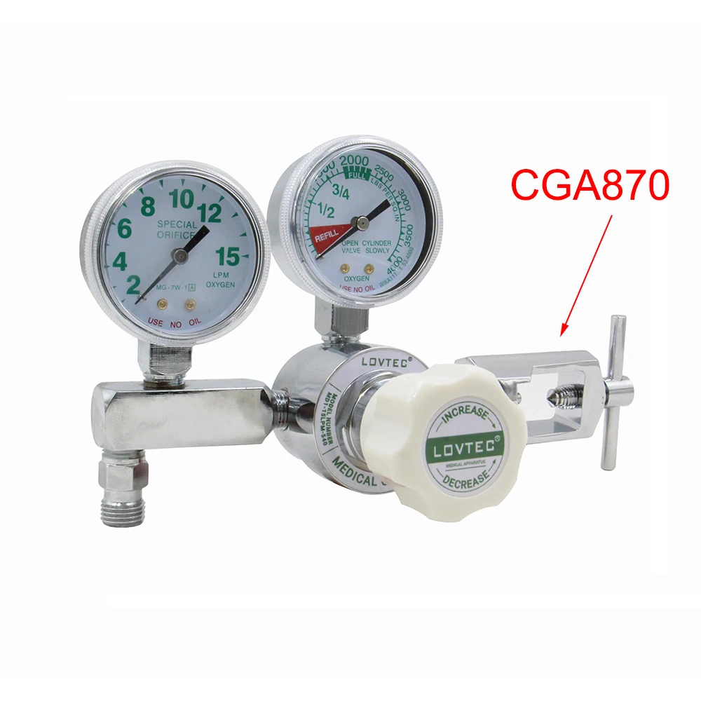Медицински кислород регулатор високо налягане CGA540 с двоен сензор разходомер и регулатор за кислороден цилиндър на 4000 паунда на квадратен инч2
