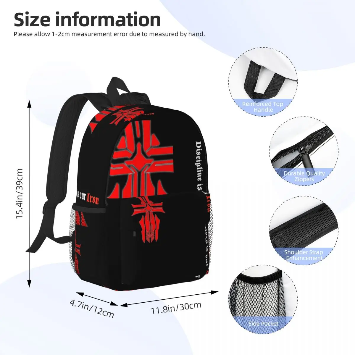 Azur Lane - Логото на Желязо Blood със слоган, черно раница за момчета и момичета, чанта за книги, мультяшная училищна чанта за студенти, раница за лаптоп, чанта през рамо1