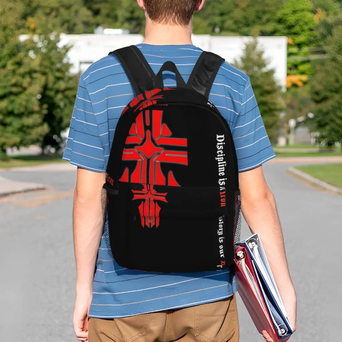 Azur Lane - Логото на Желязо Blood със слоган, черно раница за момчета и момичета, чанта за книги, мультяшная училищна чанта за студенти, раница за лаптоп, чанта през рамо2