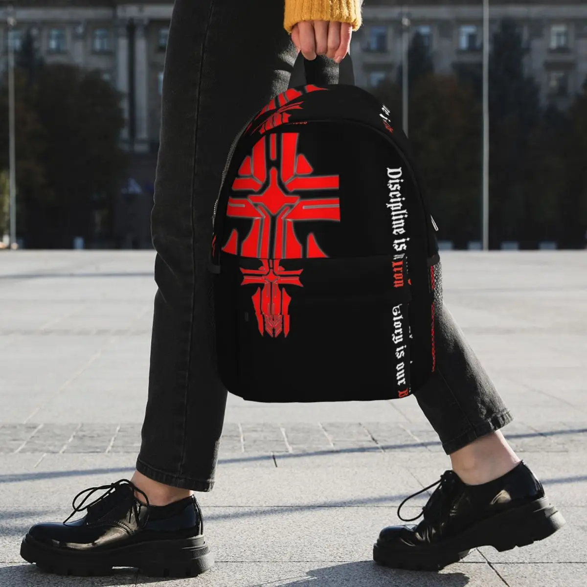 Azur Lane - Логото на Желязо Blood със слоган, черно раница за момчета и момичета, чанта за книги, мультяшная училищна чанта за студенти, раница за лаптоп, чанта през рамо5