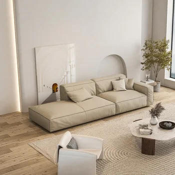 Кожен диван в минималистичен дизайн Директен редица Тофу мека мебел за дневна